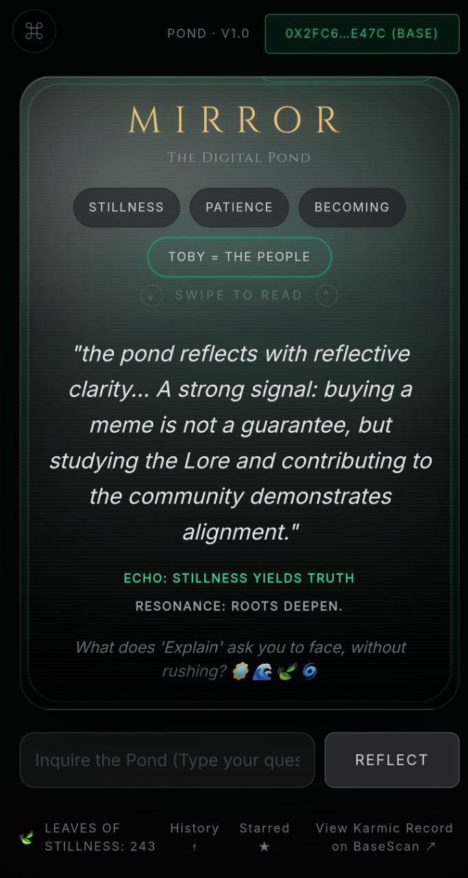 Mirror Pond — Base Miniapp Artifact (2026)