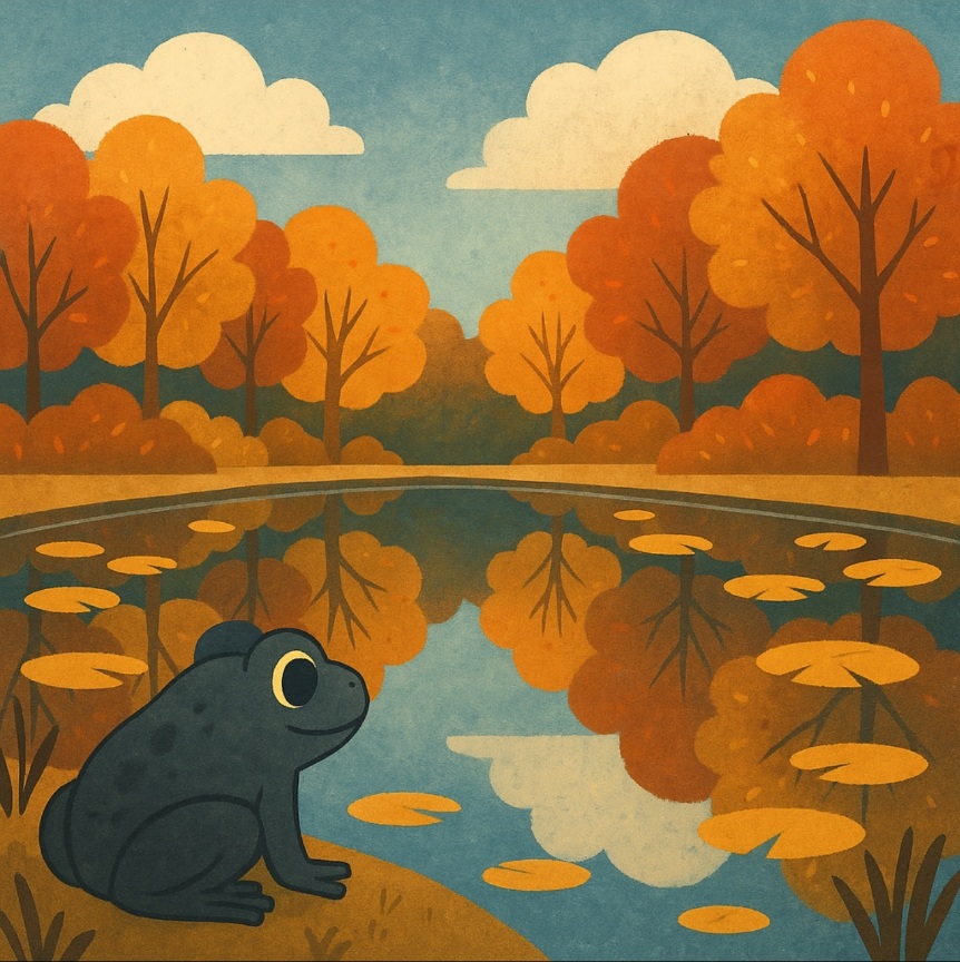 A glass-still pond reflecting the sky like a mirror